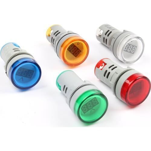 22mm LED Digital Display Gauge Volt Voltage Meter Indicator Signal Lamp Voltmeter Lights Tester Combo Measuring Range 60-500V AC