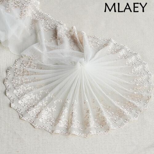 MLAEY 2Yards Off-white Embroidered Flower Lace Trim High Quality Lace Fabric DIY Craft&Sewing Dress Clothing Accessories