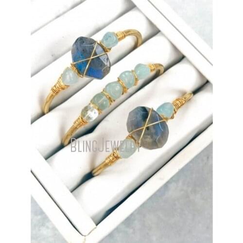 Labradorite Aquamarine Cuff Boho Cuff Bridesmaid Bracelet March Birthstone March Birthday Gift BM37829