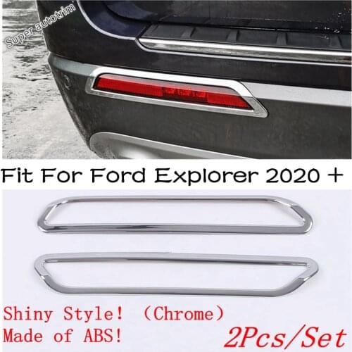 Lapetus Rear Bumper Fog Lights Lamps Cover / Frame Trims Fit For Ford Explorer 2020 2021 Protector Decoration Car Styling