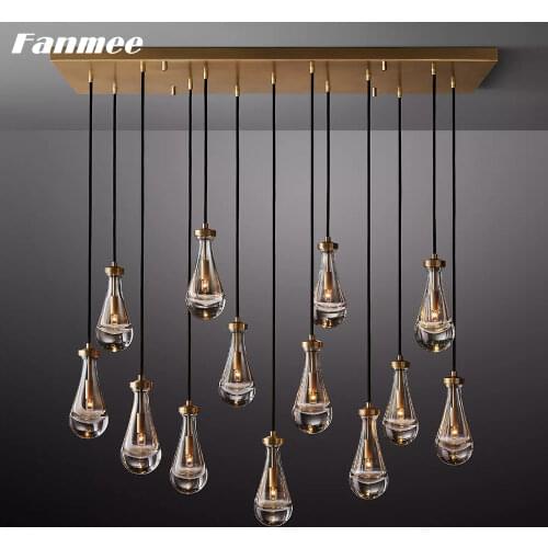 Rain Linear Chandelier 54" Modern Glass Raindrop Pendant Light for Dining Room LED Home Decor Kitchen Island Suspension Lamp