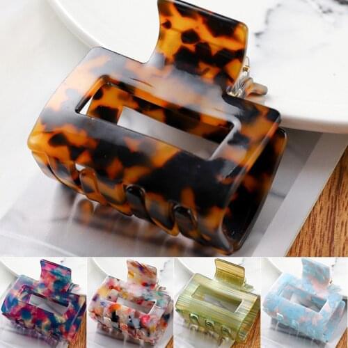 Fashion Women Acetate Hair Claws Crab Clamps Charm Solid Color Leopard Lady Small Size Hair Clips Headdress Hair Styling Tool