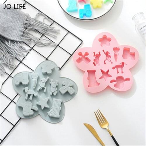 JO LIFE Cartoon Cake Decoration Tool Silicone Chocolate Mold Sheep Farm Fence Forest Shaped Gummy Molds
