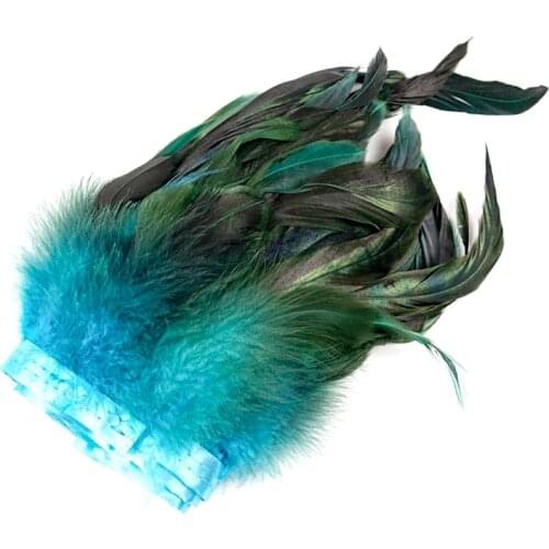 1 Meter Natural Chicken Rooster Feather Trim Fringe Lake blue Cock Schlappen feather Ribbon 15-18cm Party Dress Sewing Decor
