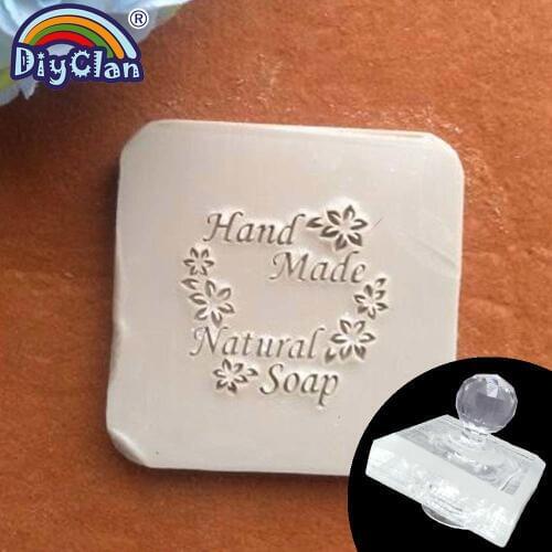 Handmade Natrual Soap Stamp Flower Natural Soap Making Chapter With Handle Resin Acrylic Stamp Custom