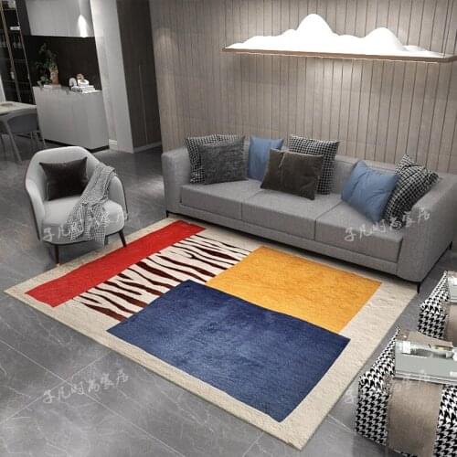Nordic Modern Art Style Living Room Bedroom Long Velvet Carpet Abstract Lines Sofa Bed Side Thick Carpet
