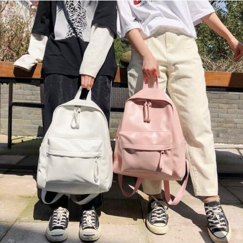 2020 New Fashion Preppy Style Women Backpack Leather School Bag Backpacks for Large Capacity Pu Travel Backpack Solid Color