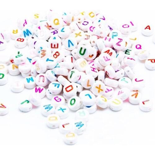 New 3600pcs 4*7mm AB Colors English Acrylic Letter Beads Flat Coin Round Plastic Jewelry Bracelet Initial Alphabet Spacers