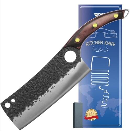 7.5'' INCH Full Tnag Slicer Chopper Stainless Steel Knife Sharp Blade Wood Handle Cleaver Sharpening Stone Gift Box Accessory