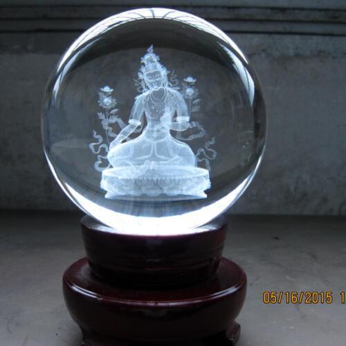 Wholesale Buddha # efficacious HOME House Talisman- The town house Buddhist 3D Green Tara Buddha Crystal ball statue