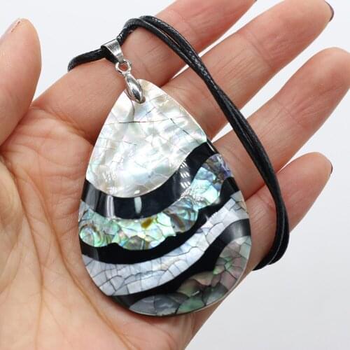 Natural Shell Necklace With Rope Length 55+5cm Exquisite Drop Shaped Necklace Pendant For Unisex Charm Jewelry Gift 40x60mm