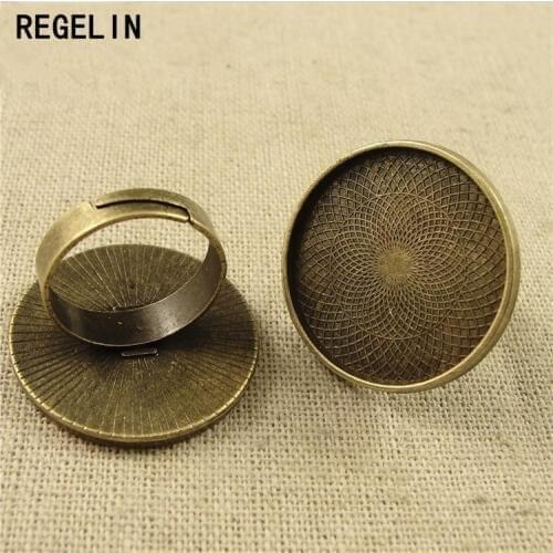 REGELIN Antique Bronze Ring Settings inner 25 MM Couples 10pcs/lot Adjustable Finger Ring DIY Jewelry Making Findings