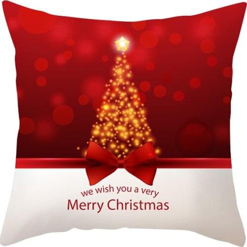 2021 Christmas Cushion Cover Red And Green Merry Christmas Decor Printed Polyester Decorative Pillows Home Decoration Pillowcase