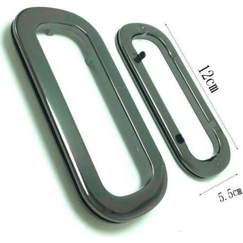 Gunmetal Rectangle handbag handle oval cut out bag handle purse handle 12cm