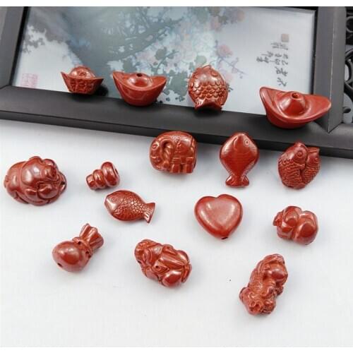 Ore cinnabar string hole Pendant Yuanbao mink elephant bag pendant DIY manual String Bracelet material accessories