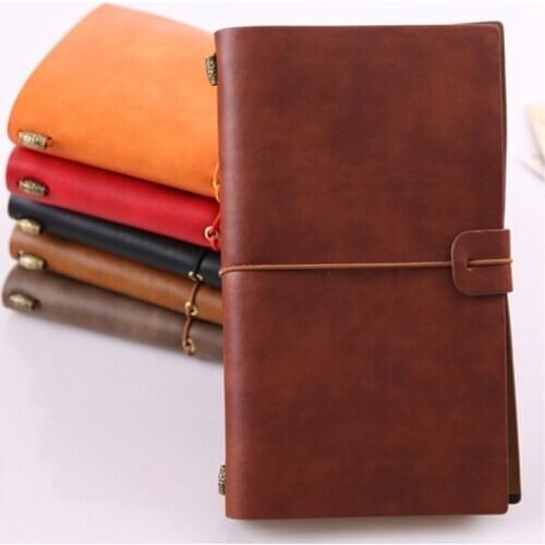 Vintage Travelers Notebook Diary Notepad Soft PU Leather Literature Note Book Kraft Paper A6 Journal Planners School Stationery