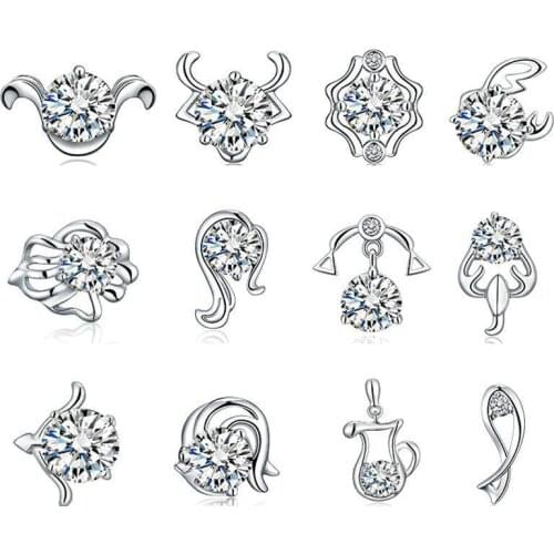 Fashion Vintage 12 Constellation Zircon Stud Earrings For Womenearring Earings Jewelry Earing Brincos Brinco Oorbellen Wholesale