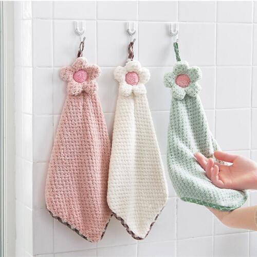 1 Piece Household Kitchen Towel Sun Flower Hanging Towel Cute Cartoon Childrens Manual Microfiber Towel Strong Water Absorption