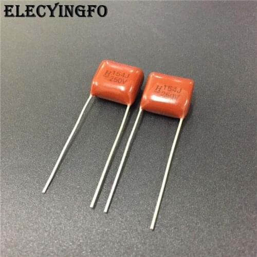 10pcs CBB 154 250V 154J CBB21 0.15uF 150nF P10 Metallized Polypropylene Film Capacitor