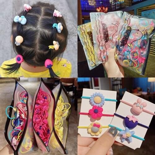 20/50PCS Babies 6 Color Lollipop Flowers Bowknot Fruit Cartoon Children Elastic Hair Rope Small Rubber Girls kids Hair Circle