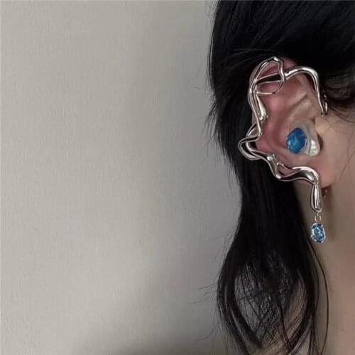 2021 Vintage Metal Geometric Irregular Venom Water Drop Colorful Rhinestone Stud Earrings for Women Girl Party Jewellery