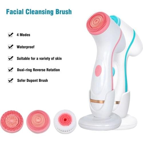 3 In 1 Electric Facial Cleansing Brush Spin Silicone Face Brush Sonic Skin Deep Cleaning Massager Pore Cleanser Washing Beauty