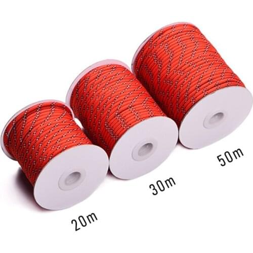 4mm 20m 30m 50m Bold Reflective Tent Rope Multifunctional Canopy Wind Rope Outdoor Sports Clothesline
