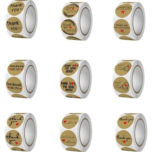 500PCS/Roll Thank You Stickers for small business Vintage Stickers for Your Order Flower Cute Seal Sticker s Label With Love