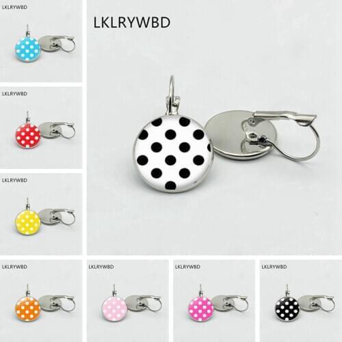 Personality 8 Color Round Wave Point Earrings Silver Bronze Earrings Glass Pendant Earrings Fashion Ladies Girls Fine Jewelry