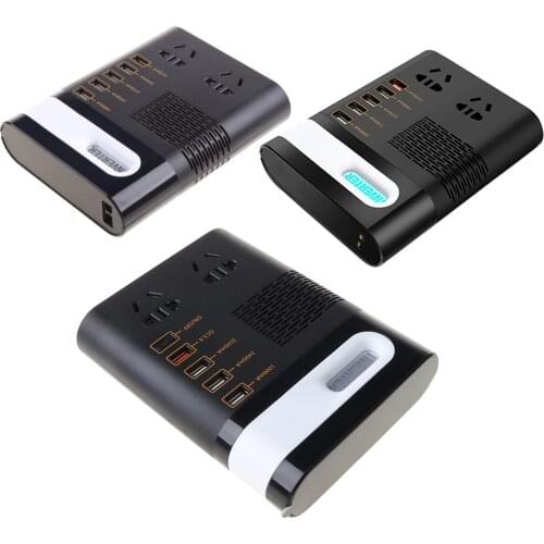 200W Car Power Inverter DC 12V/24V to AC 220V Voltage Converter Short Circuit Automatic Protection QC 3.0 USB Charger