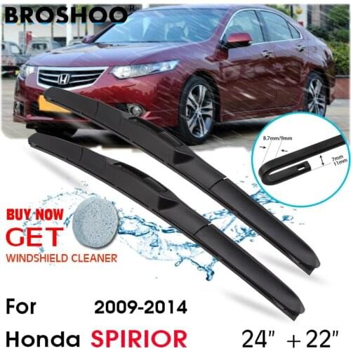 Car Wiper Blade Front Window Windscreen Windshield Wipers Blades J hook Auto Accessories For Honda SPIRIOR 24"+22" 2009-2014