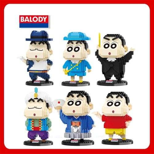 Balody 18171-18177 Brick Toys Famous Anime Character Thick Eyebrow Boy White Puppy Building Micro Mini 3D Blocks Toys For Kids