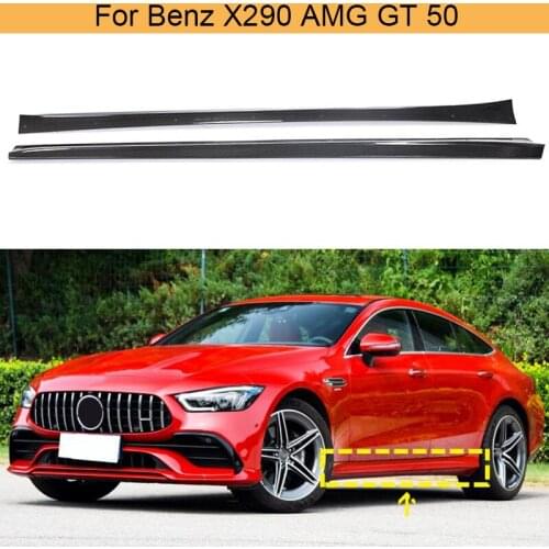 Car Side Skirts Body Kit for Mercedes Benz X290 AMG GT 50 4 Door 2015-2017 Side Bumper Skirts Lip Extension Carbon Fiber