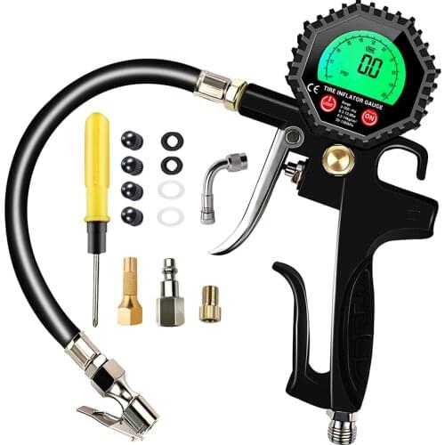 Digital Tire Preassure Gauge Inflator,250 PSI Tire Inflator Air Chuck Compressor Accessories manometer for Car Bike Rv Truck