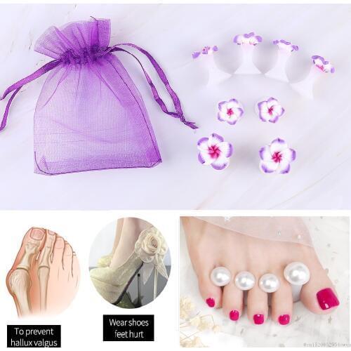 ELECOOL 8pcs Flower Pearl Heart Silicone Toe Separator Foot Finger Soft Toe Corrector Manicure Pedicure Nail Care Nail Art Tool