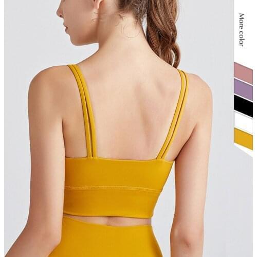 Fitness-Training Elastic Padded Gym Run Skeep Double Thin Shoulder Straps Solid Color Breathable Tops Yoga Sport Bra Women CS-39