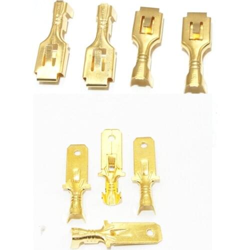 100pcs/lot 6.3mm Crimp Terminal Male female Splice Spade Connector Copper Splice