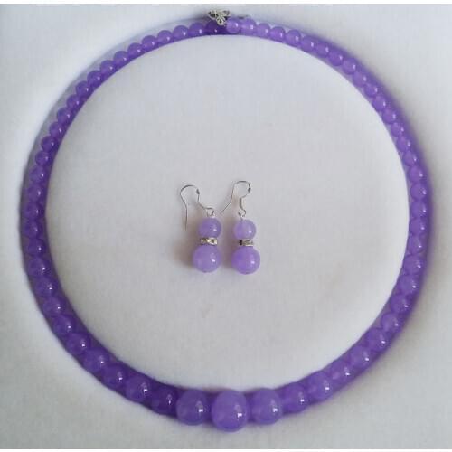 6-14mm Natural Alexandrite Round Beads Necklace Earrings Set 18" AAA