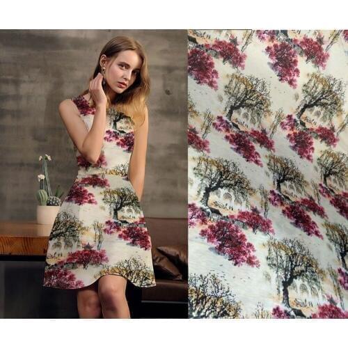 Tela Lace Fabrics For Sewing silk Flax Fabric Woven Material For Curtains upholstery Blous Dress calico Maple leaves Japan tissu