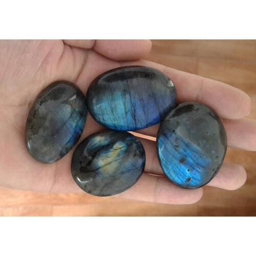 1 Piece Strong Blue Flash LABRADORITE PALM STONE Crystal Healing Gem stone Worry Therapy Smooth Soap Shape Approx 50mm