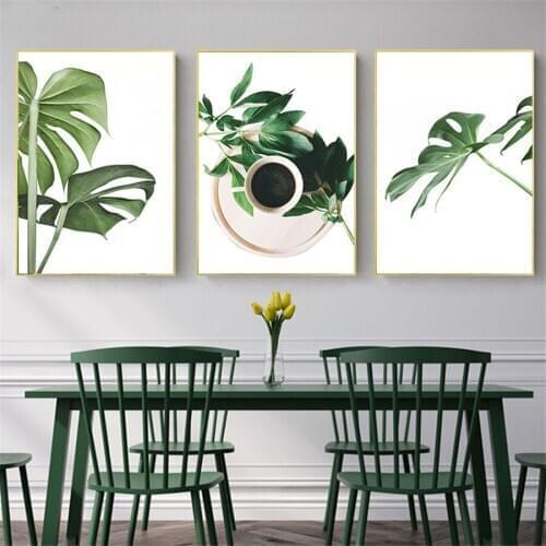 Small Fresh Green Plant Canvas Painting Nordic Minimalist Leaf Spider Plant Posters Wall Art Pictures For Living Room Home Decor