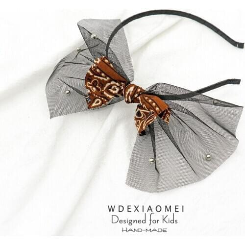 Fashion Big Bow Headband HairBands For Women Girls Sweet Beading Print Gauze Large BowKnot Hair Band Kids Hair Hoop Accessories