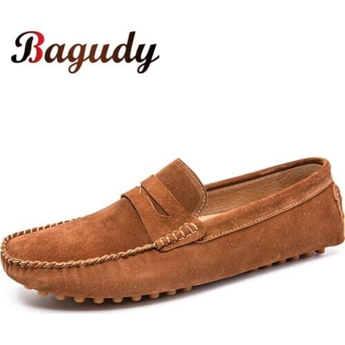 Genuine Cow Leather Men Loafers Fashion Handmade Soft Leather Casual Shoes Slip on Mens Boat Shoe Driving Shoes PLUS SIZE 38~48