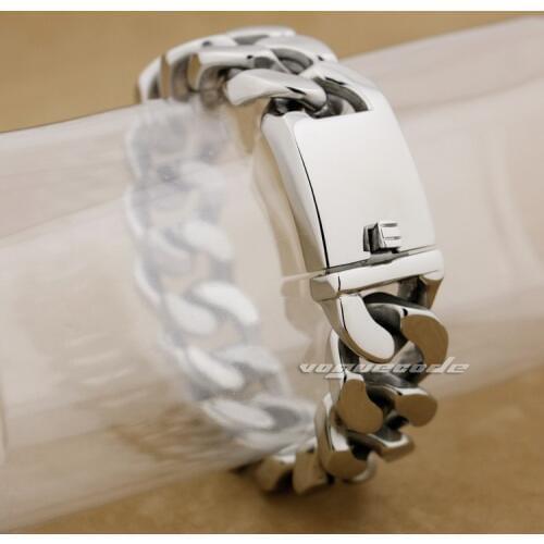 9 Lengths Huge & Heavy 316L Stainless Steel Mens Biker Bracelet 5D006(Length 9.2inch)