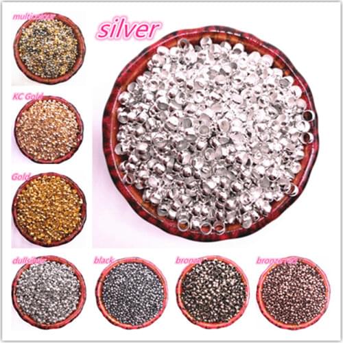 New 2/2.5/3/4mm Gold Silver Copper Ball End Crimp Beads Diameter Stopper Spacer Beads for Jewelry Making DIY Positioning Beads