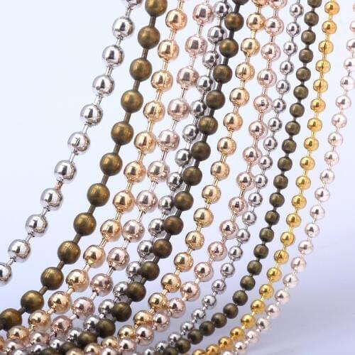 OlingArt 1.5MM/2MM/2.4MM/ 3M/lot Plating four colors Ball Link Chains For bracelet necklace earrings tassels DIY Jewelry making