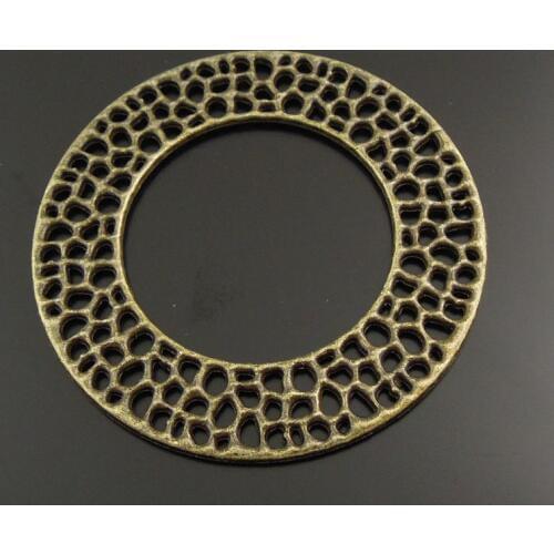 Wholesale 10pcs/pack Vintage Bronze Tone Alloy Hollow Round Circle Charms Necklace Pendant Bracelet Jewelry Finding Decor 37981