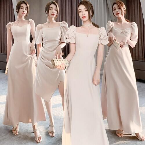 Bridesmaids Dress Illusion Strapless A-Line Spaghetti Straps Sleeveless Jersey Floor-Length Vintage Lady Wedding Party Gown E249