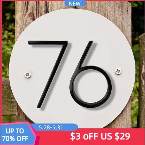 5.6inch Apartment Door Numbers Waterproof Zinc Alloy Street Mailbox Home Address Signs Black Modern House Floating Plate Digitt