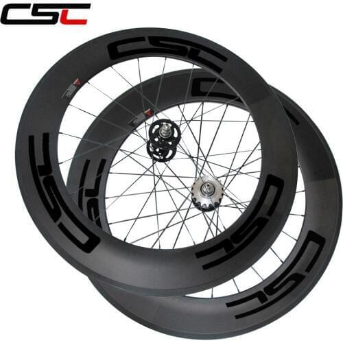 CSC depth 88mm width 23mm Clincher carbon track bike wheels fixed gear flip flop single speed bicycle wheelset sapim